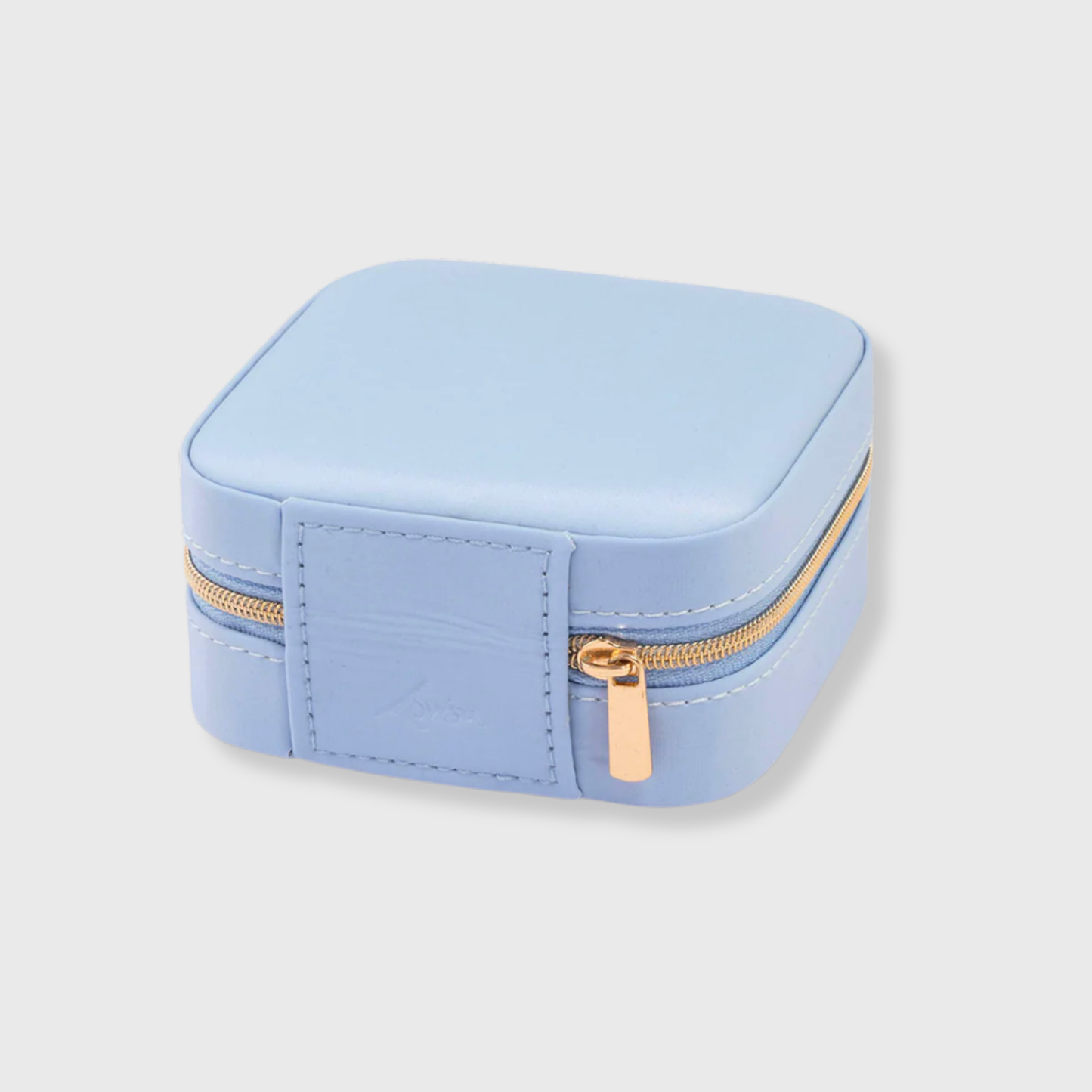 Blue Faux Leather Iridescent Square Jewellery Case