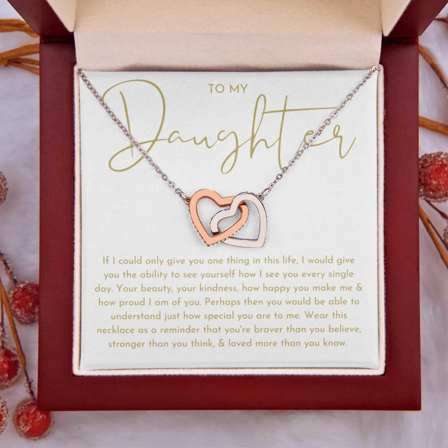 To My Daughter Linked Love Heart Necklace