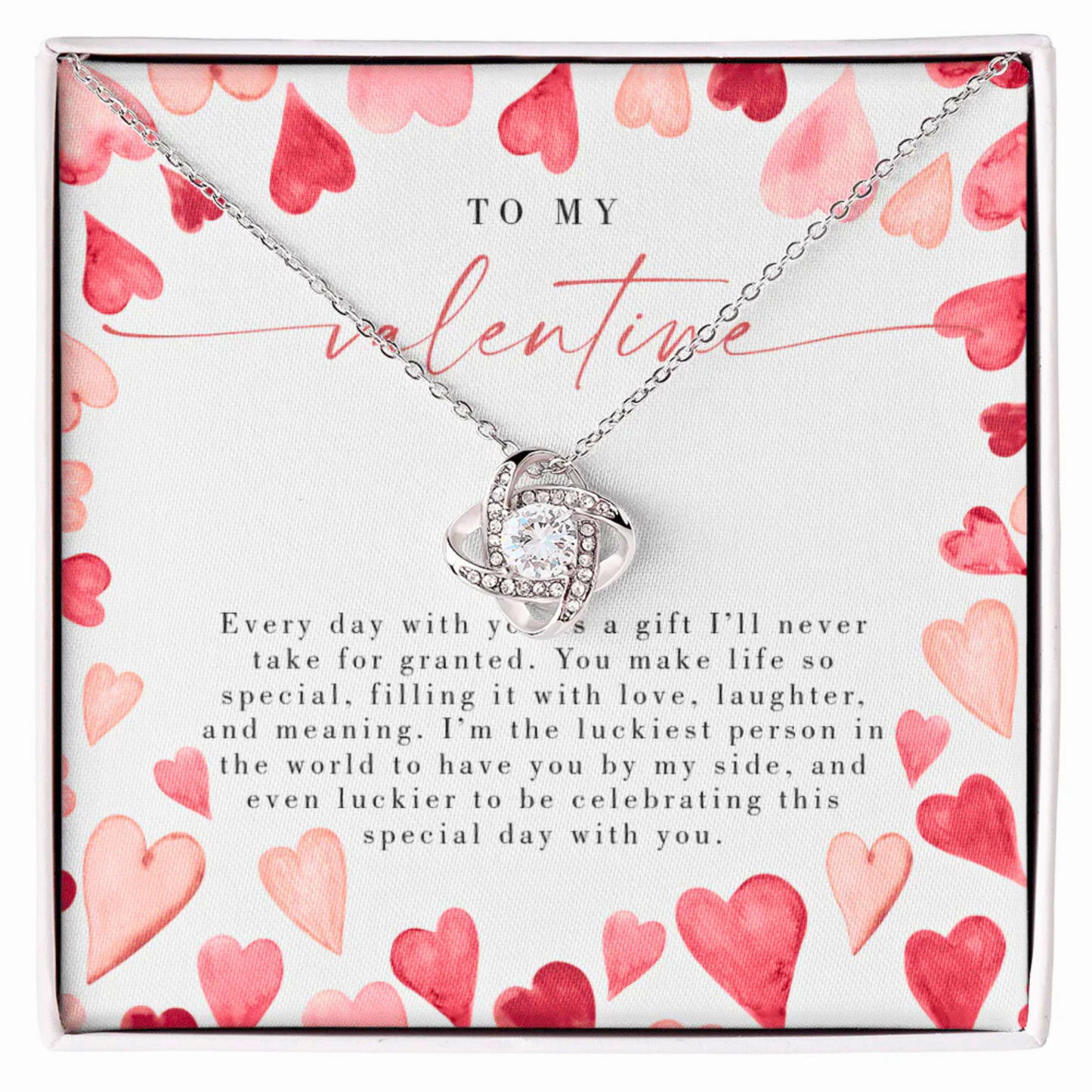 To My Valentine - Valentines Day Love Knot Necklace