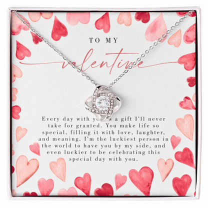 To My Valentine - Valentines Day Love Knot Necklace