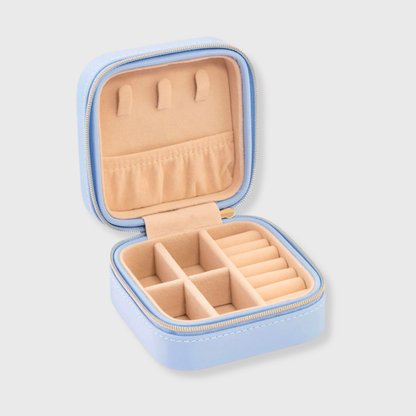 Blue Faux Leather Iridescent Square Jewellery Case