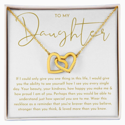 To My Daughter Linked Love Heart Necklace