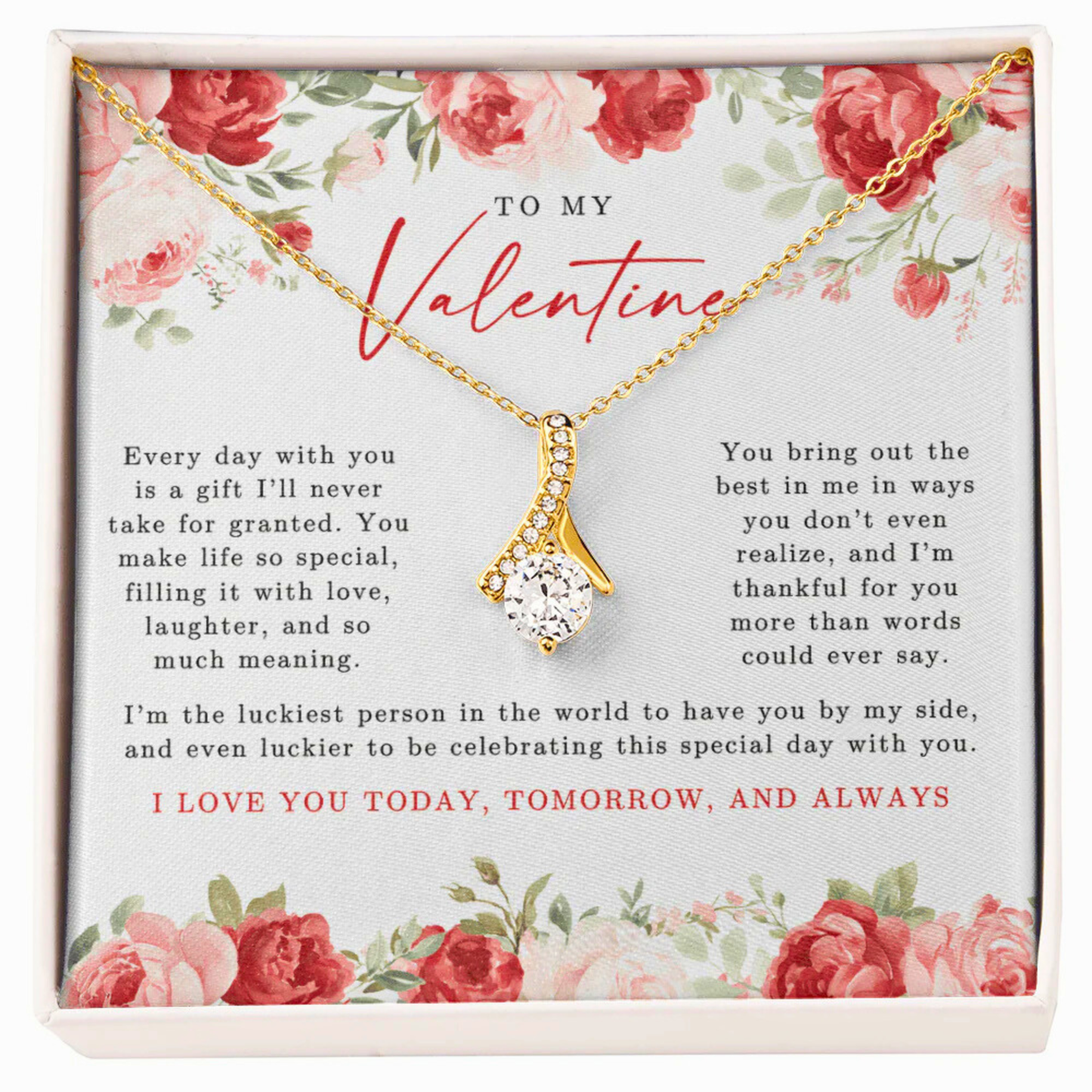 To My Valentine Alluring Beauty Necklace | Red Floral