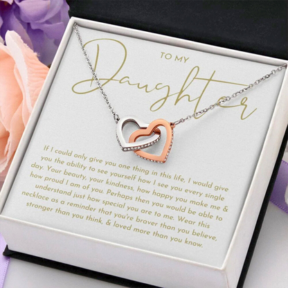 To My Daughter Linked Love Heart Necklace