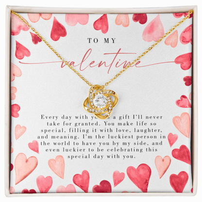 To My Valentine - Valentines Day Love Knot Necklace