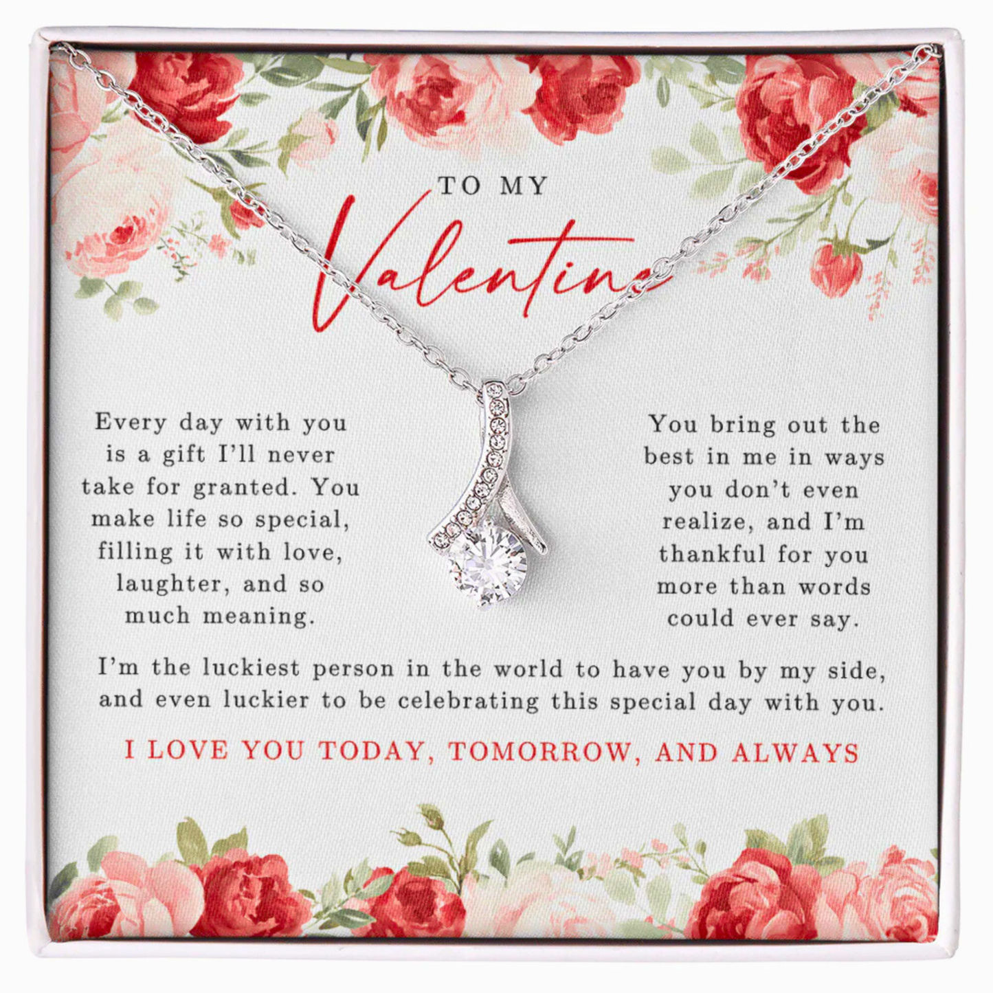 To My Valentine Alluring Beauty Necklace | Red Floral