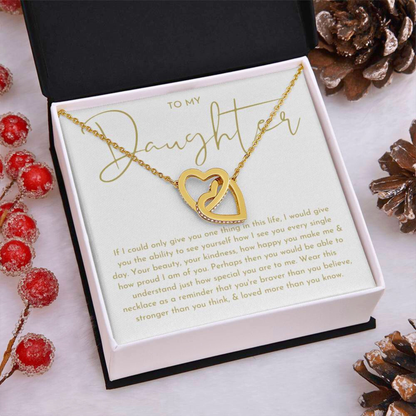 To My Daughter Linked Love Heart Necklace
