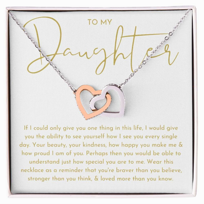 To My Daughter Linked Love Heart Necklace
