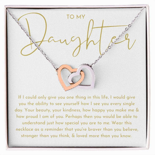 To My Daughter Linked Love Heart Necklace