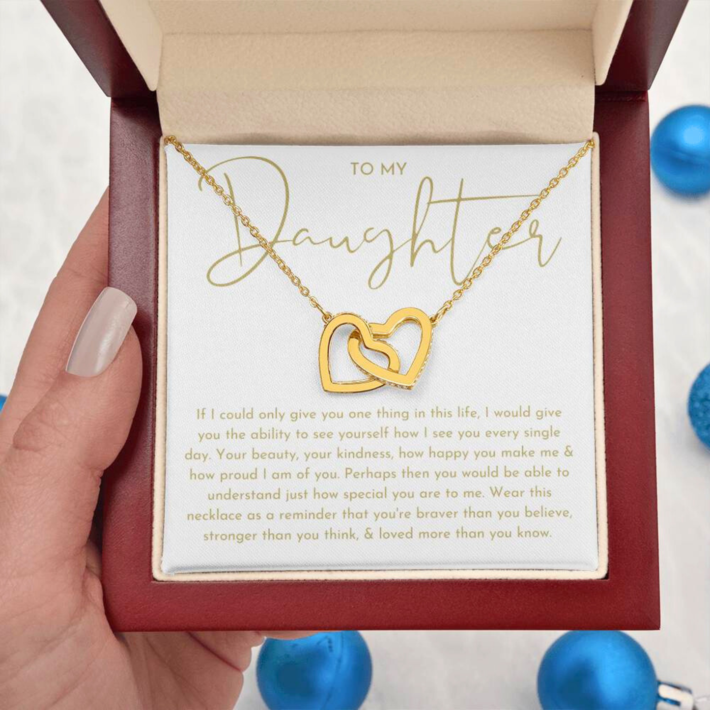 To My Daughter Linked Love Heart Necklace