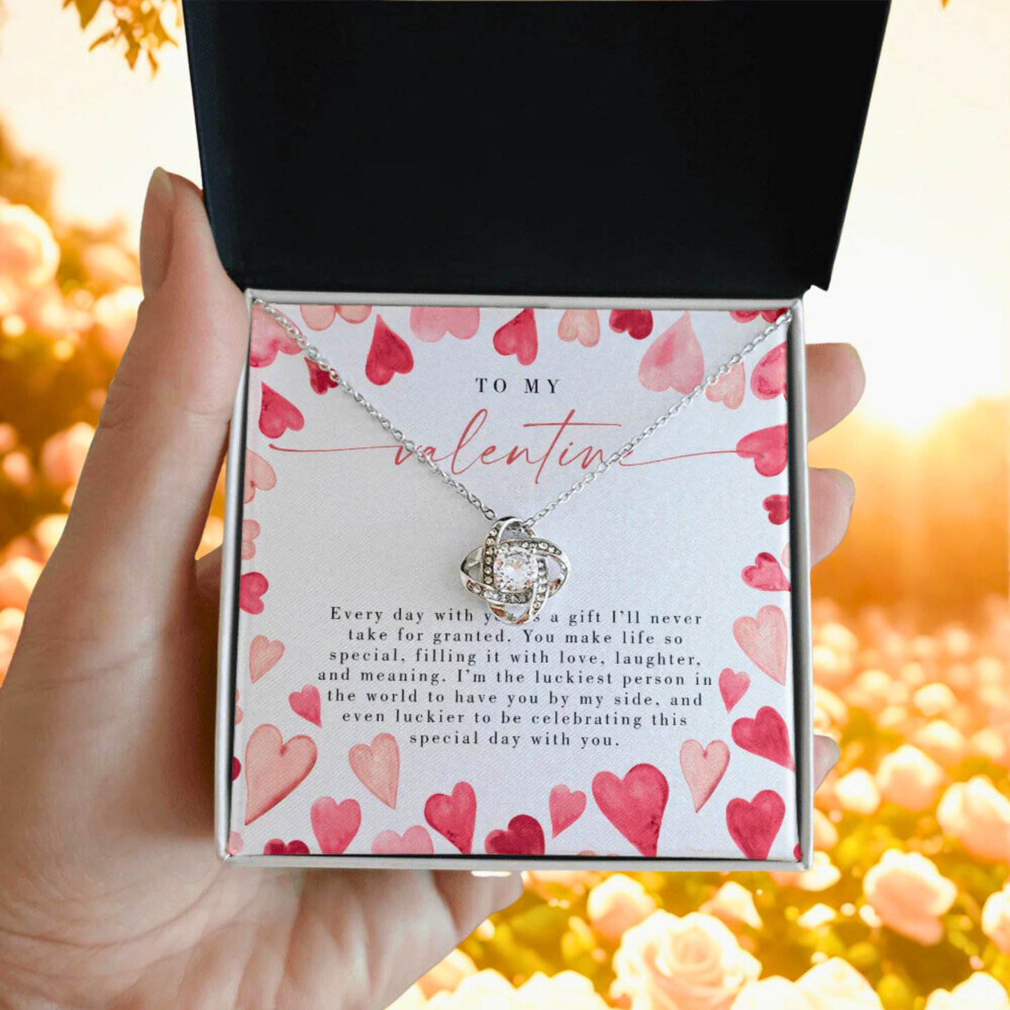 To My Valentine - Valentines Day Love Knot Necklace