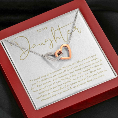To My Daughter Linked Love Heart Necklace