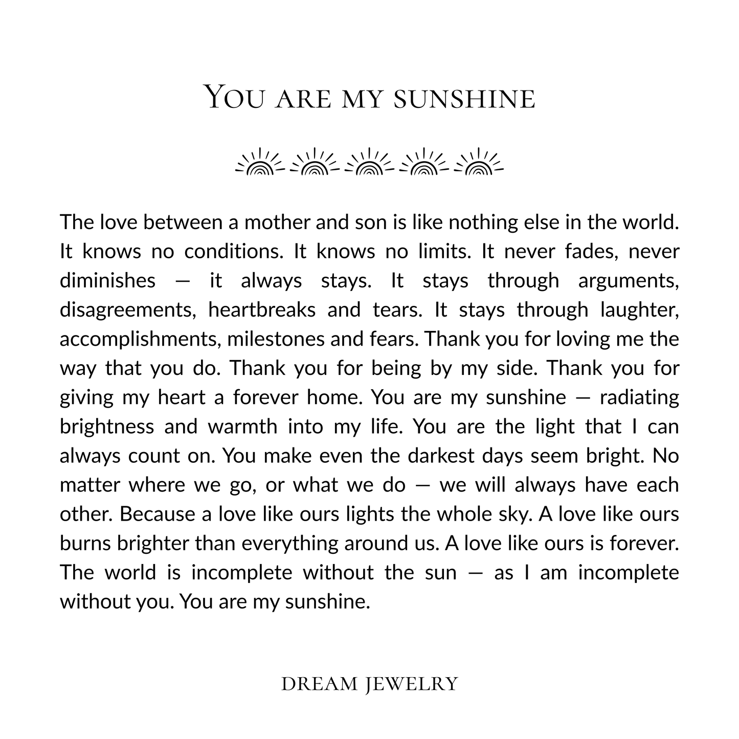 Mother & Son - You Are My Sunshine Necklace